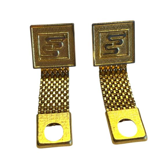 Gold wrap Cufflinks vintage mid century men’s jewelry unique embossed design - Picture 5 of 7
